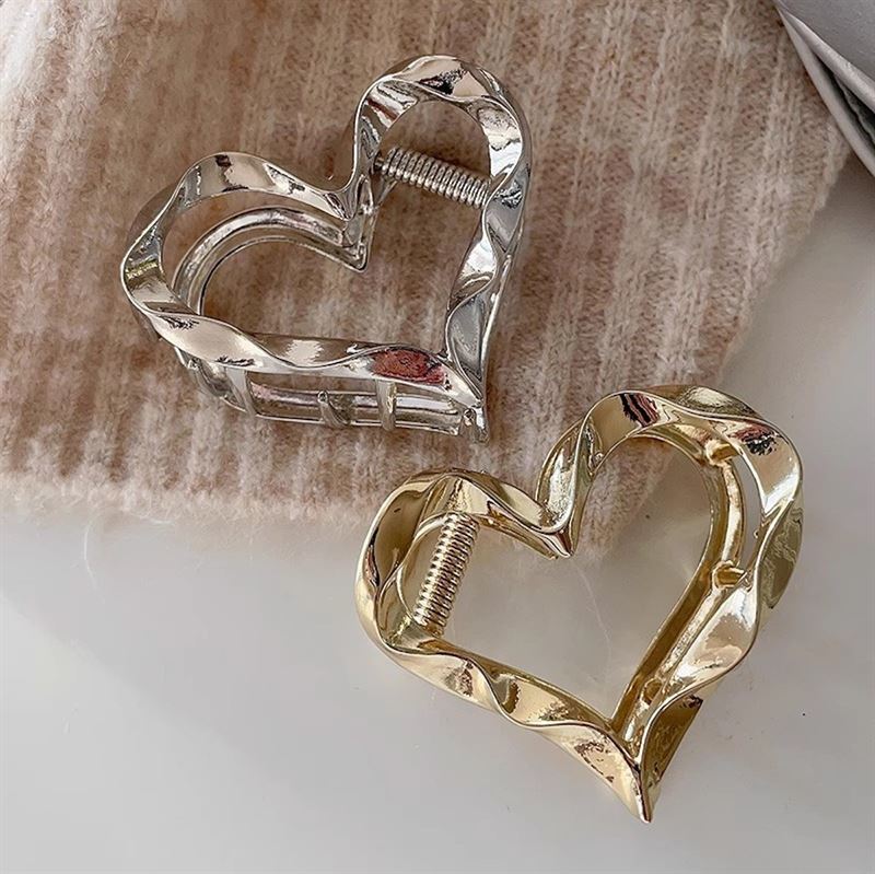 SOHO Heart Metal Hair Claw - Gold - Hair Accessories