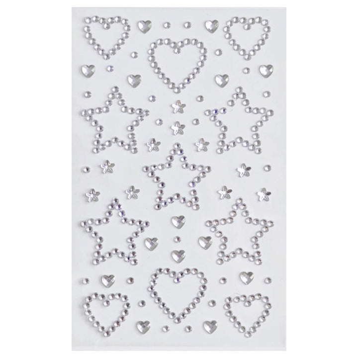SOHO Hearts &amp; Stars Self Adhesive Facial Rhinestones for face, makeup, nails, body, crafts - Silver - | Fashiongirl