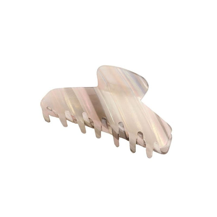The SOHO Mesa Hair Claw - Grey Rainbow by SOHO features wide, curved teeth and a smooth, pearlescent finish. This elegant resin hair accessory is displayed against a plain white background.