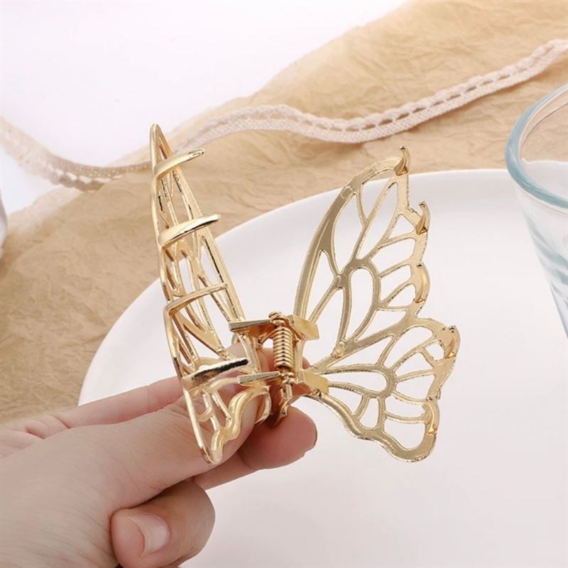 SOHO Metal Butterfly Hair Claw - Gold - Hair Accessories