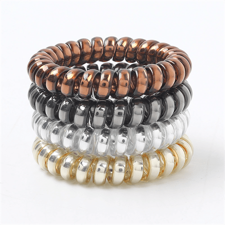 SOHO Metallic Spiral Hair elastics 3 pcs - Bronze - Hair Accessories | Fashiongirl