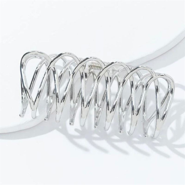 SOHO Olive Metal Hair Claw - Silver - Hair Accessories