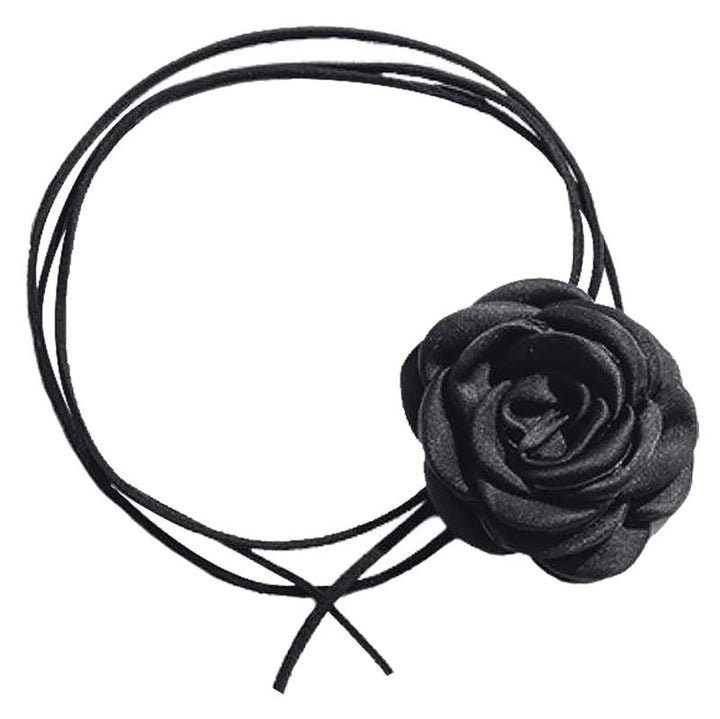 SOHO Rose String Choker Flower Necklace - Black - | Fashiongirl