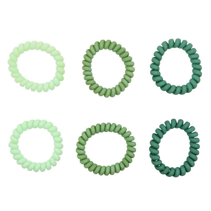 SOHO Thia Spiral Hair elastics, 6 pcs - Green - Hair Accessories | Fashiongirl