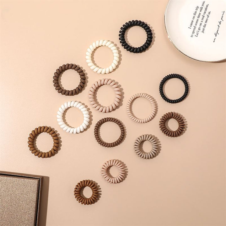 SOHO Wave Spiral Hair elastics - Brown - Hair Accessories | Fashiongirl