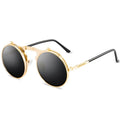 Steampunk-solglasögon i guld med flip-funktion – | Fashiongirl