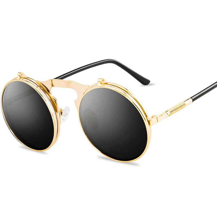 Steampunk sunglasses in gold with flip function - | Fashiongirl