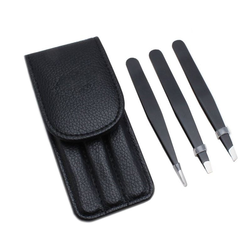 Tweezers / Tweezer 3 set with leather case | for eyebrow plucking and hair removal - | Fashiongirl