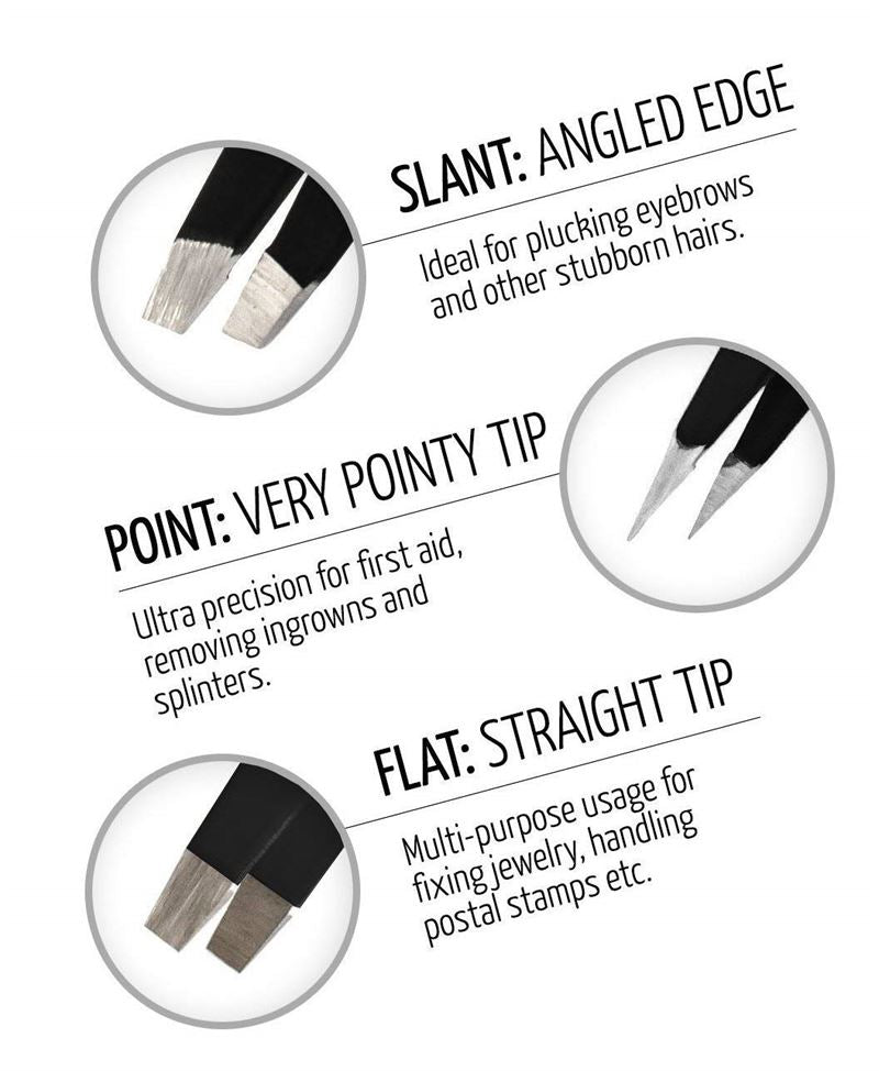 Tweezers / Tweezer 3 set with leather case | for eyebrow plucking and hair removal - | Fashiongirl