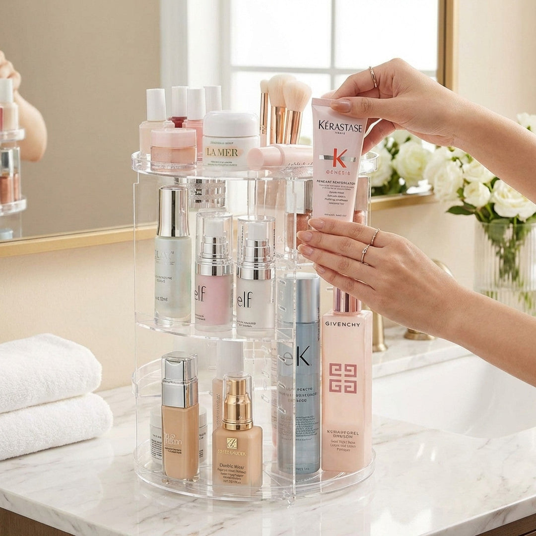 UNIQ 360 Rotating Makeup Organizer - Clear - Cosmetic Storage - Organiser - UNIQ