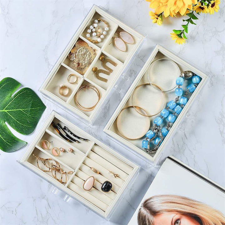 UNIQ Acrylic Jewellery Box with 3 Drawers - Organiser storage for earrings, necklaces, bracelets, watches etc. - Jewelry Box