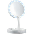 UNIQ Fällbar sminkspegel med LED-belysning och 10x förstoring (fällbar spegel) - | Fashiongirl