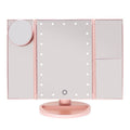 UNIQ Hollywood Makeup Mirror Trifold-spegel med LED-belysning, RoseGold - | Fashiongirl
