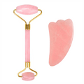 UNIQ Jade Roller Rose Quartz + Guasha Stone | för ansiktet - | Fashiongirl