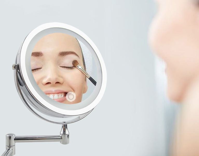 UNIQ LED wall - mounted LED cosmetic mirror with articulated arm 5x magnification - | Fashiongirl