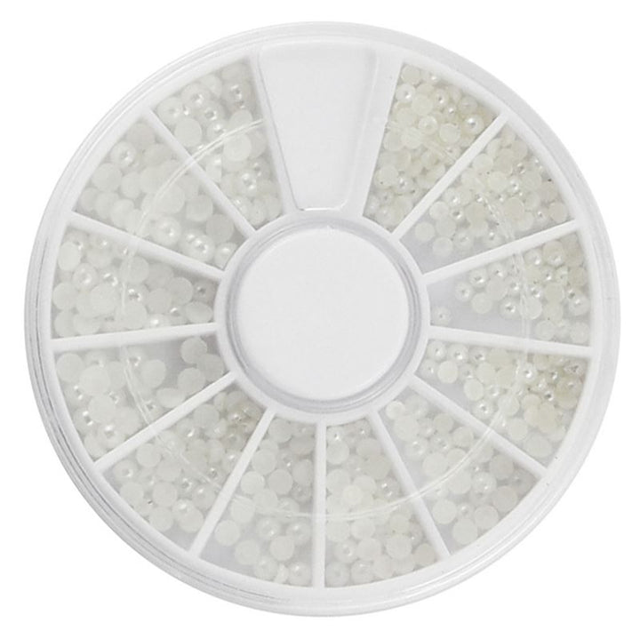 UNIQ Nail Art Gemstone Wheel - White Beads - | Fashiongirl
