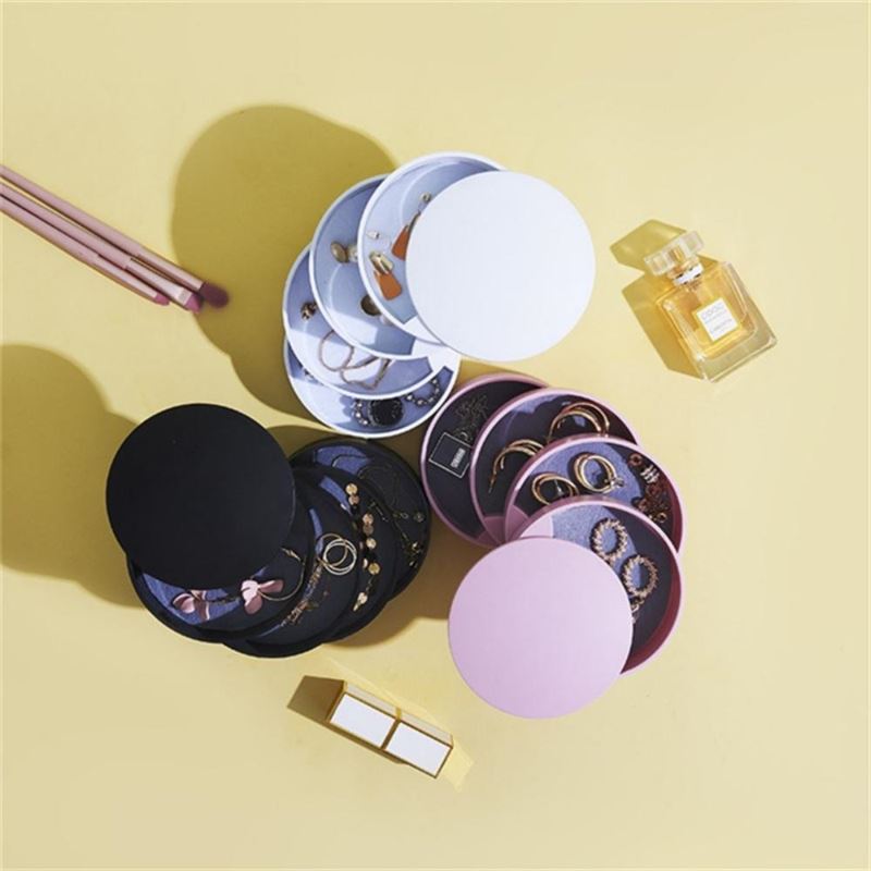 UNIQ Rotatable round jewellery box / organiser with 4 compartments - Black - Jewelry Box