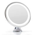 UNIQ rund spegel med LED-belysning och sugkopp x10 förstoringsspegel – vit – | Fashiongirl
