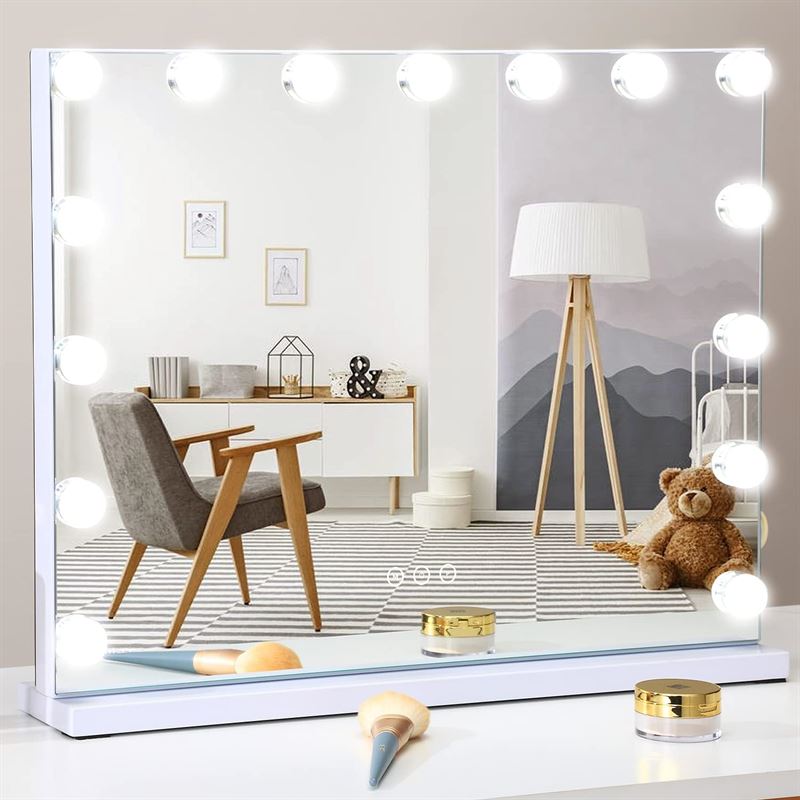 UNIQ XL Luxury Hollywood Vanity Mirror with 15 LED Lights and Touch Function – White - Mirror